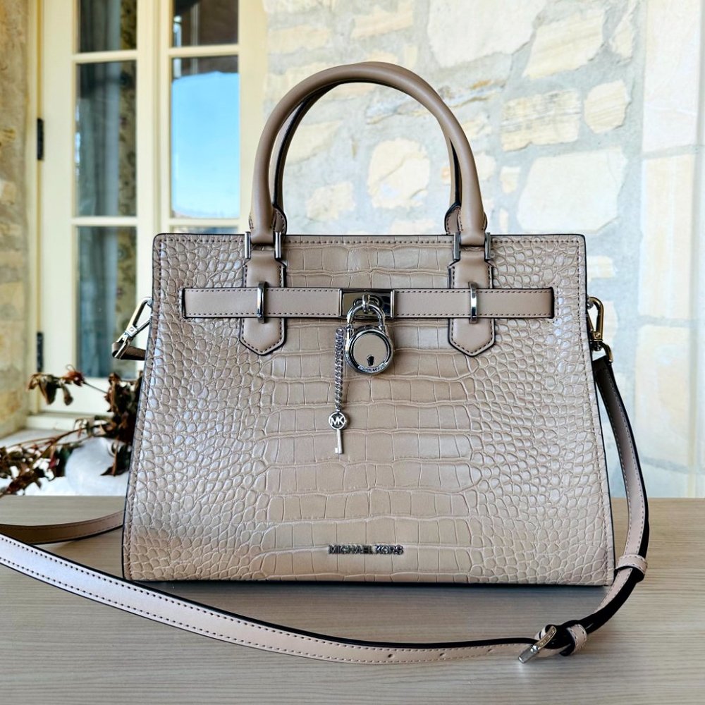 Michael Kors Hamilton Medium Satchel Crossbody Bag/Wallet Option Camel NWT Women - Picture 2 of 13